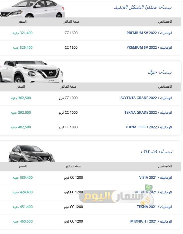 أحدث أسعار سيارات نيسان Nissan في مصر 2022