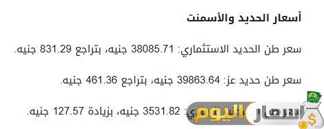 سعر الحديد فى مصر اليوم